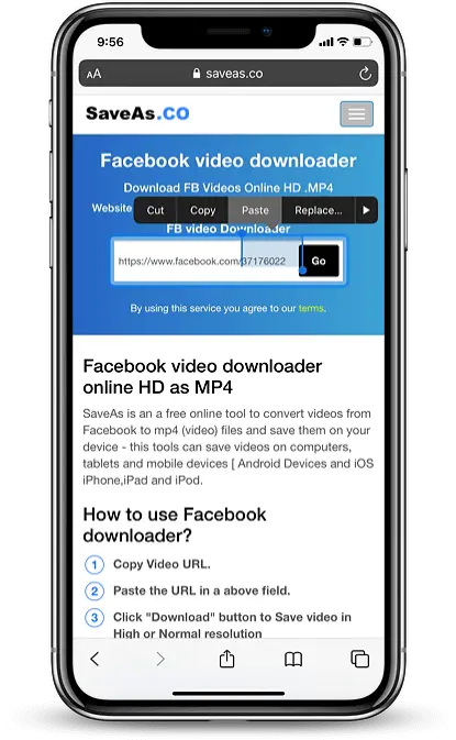 download Facebook video iphone step 04
